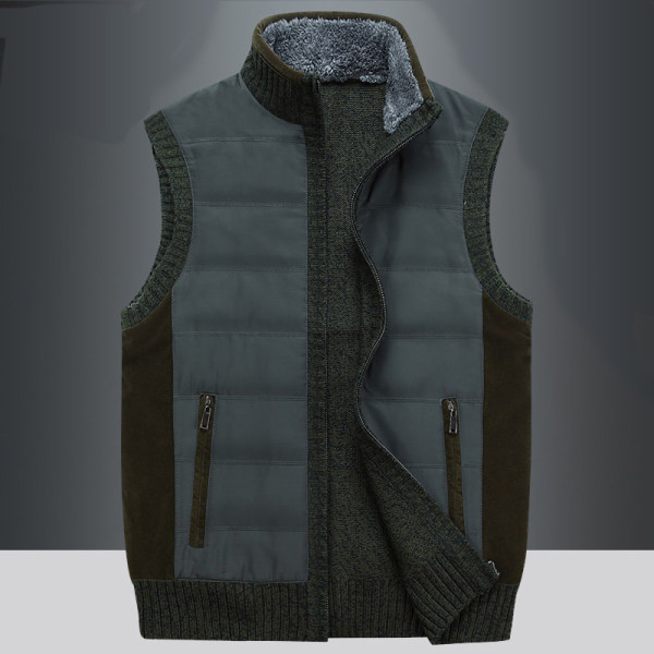 Vestă căptușită pentru bărbați cu guler înalt și buzunar