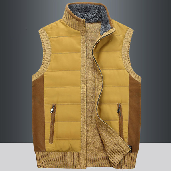 Vestă căptușită pentru bărbați cu guler înalt și buzunar
