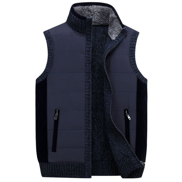 Vestă căptușită pentru bărbați cu guler înalt și buzunar