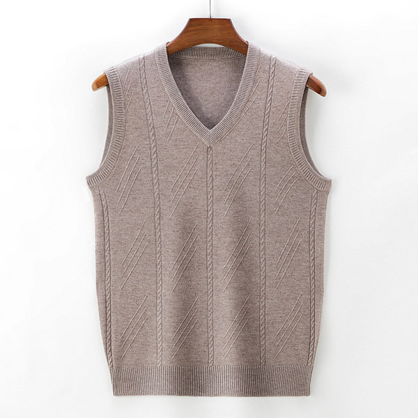 Vestă cu decolteu în V pentru bărbați, în carouri și cu model curat