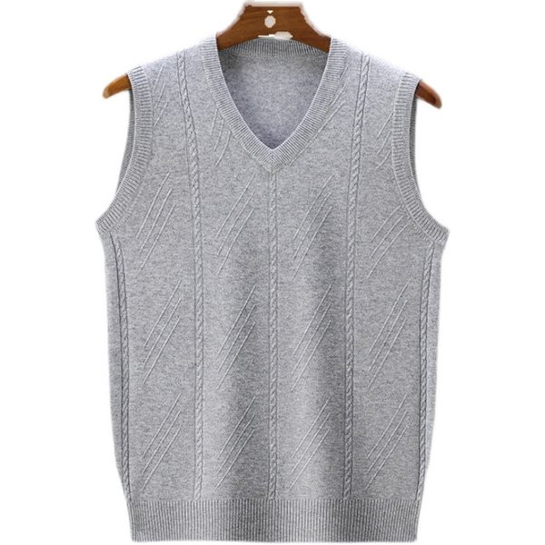 Vestă cu decolteu în V pentru bărbați, în carouri și cu model curat
