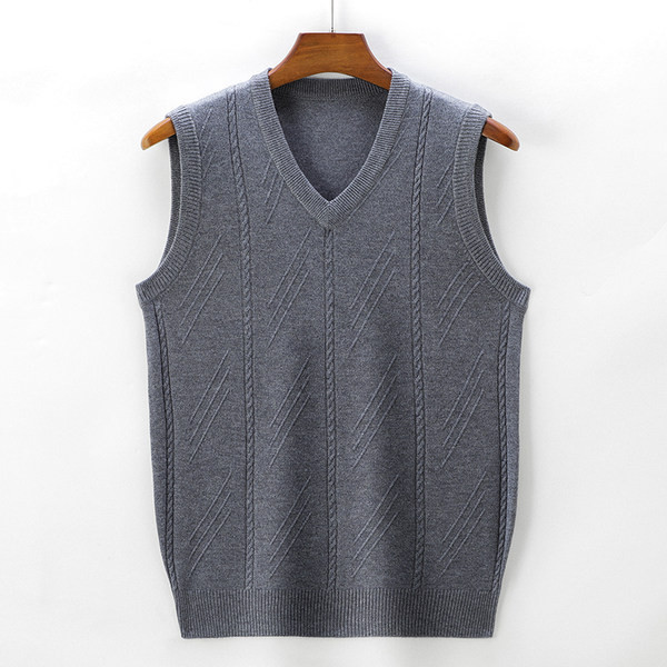 Vestă cu decolteu în V pentru bărbați, în carouri și cu model curat