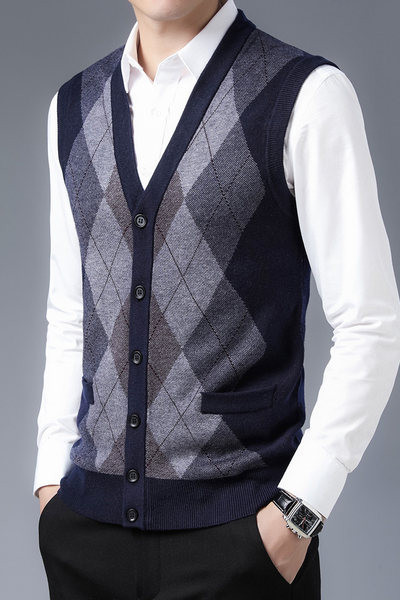 Naujo modelio vyriška megzta liemenė smailia iškirpte