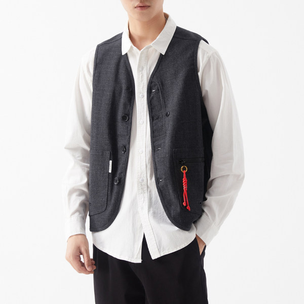 Vesta gri pentru barbati cu buzunar