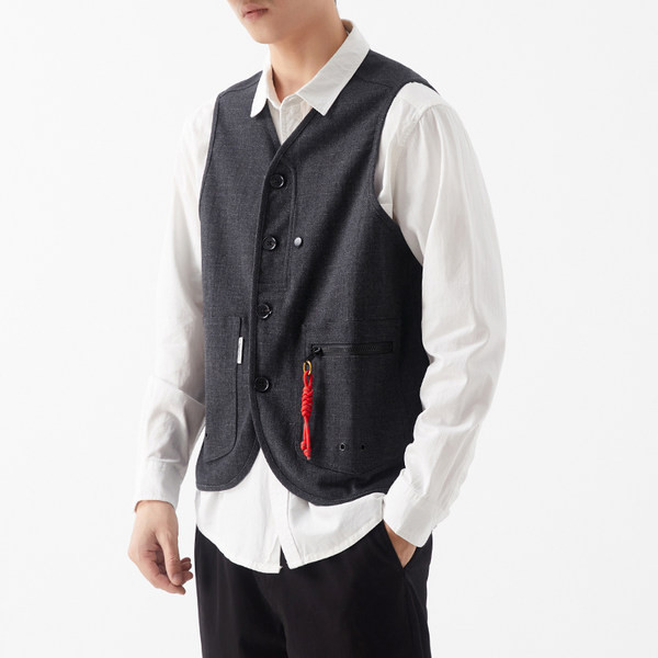 Vesta gri pentru barbati cu buzunar