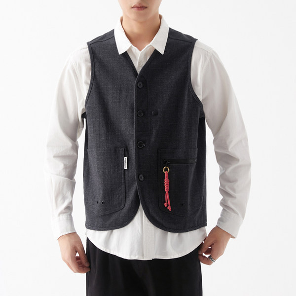 Vesta gri pentru barbati cu buzunar
