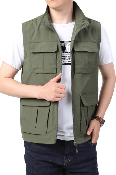 Vesta de pescuit casual pentru barbati - cu buzunar si fermoar