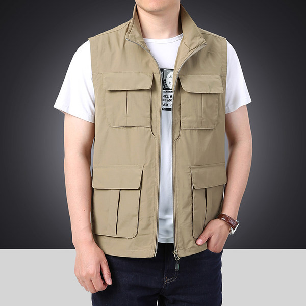 Vesta de pescuit casual pentru barbati - cu buzunar si fermoar