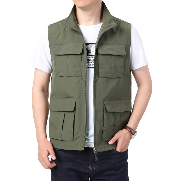 Vesta de pescuit casual pentru barbati - cu buzunar si fermoar