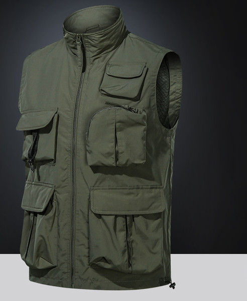 Moderan prsluk za lov i ribolov s džepovima i patentnim zatvaračem