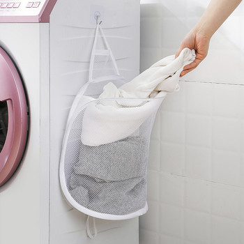 Висяща мрежеста чанта за съхранение Преносим сгъваем кош за пране Монтиран на стена Кош за мръсни дрехи Мрежест шкаф Органайзер Кош за пране