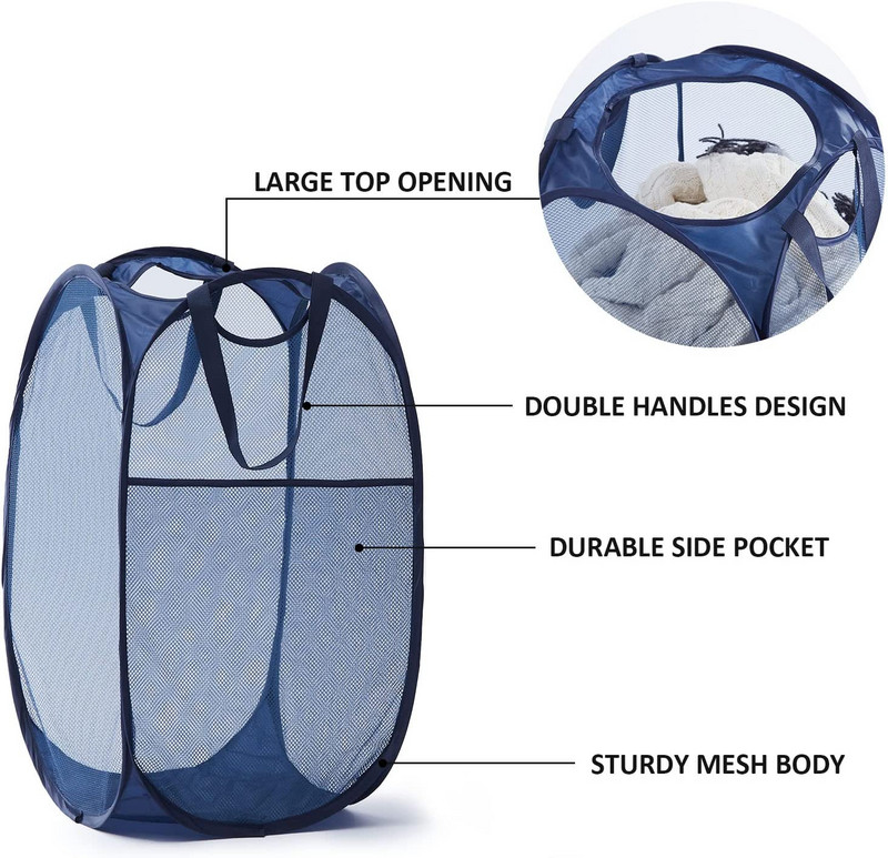 Tinklinis iššokantis nešvarių skalbinių krepšelis su patvariomis rankenomis Sulankstomas skalbinių krepšelis Drabužių laikymo krepšeliai skalbinių krepšelis