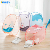 Didelis buitinis sulankstomas animacinis filmukas didelės talpos nešvarių drabužių krepšelis skalbinių krepšelis audinio tinklelis laikymo kibiras su dirželiu