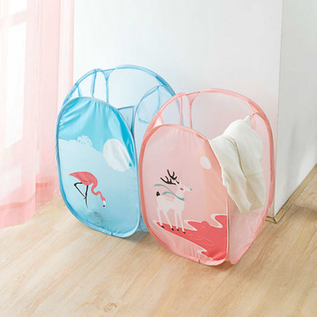 Извънгабаритна домакинска сгъваема анимационна кошница с голям капацитет за мръсни дрехи кошница за пране, платнена мрежа, кофа за съхранение с ремък