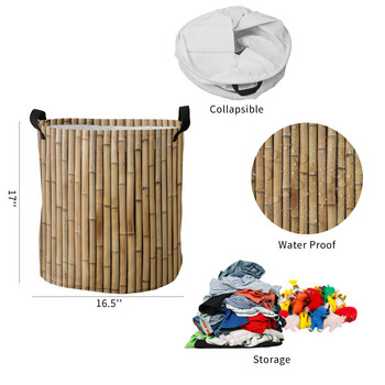 Bamboo Retro Shabby Plant Кошница за мръсно пране Сгъваема водоустойчива кошница за домашен органайзер Облекло Кошница за съхранение на детски играчки