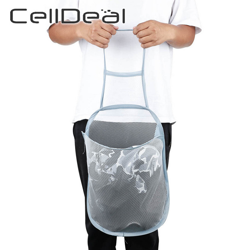 Sieninis pakabinamas tinklinis skalbinių krepšelis Didelės talpos nešvarūs drabužiai trukdo sulankstomas daugiafunkcis nešiojamas daiktadėžės krepšys