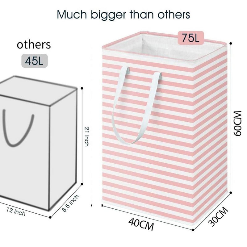 75L skalbinių krepšelis Didelis drabužių laikymo krepšelis su pailginta rankena laikymo krepšeliui Žaislai miegamajame sulankstomame kamštelyje