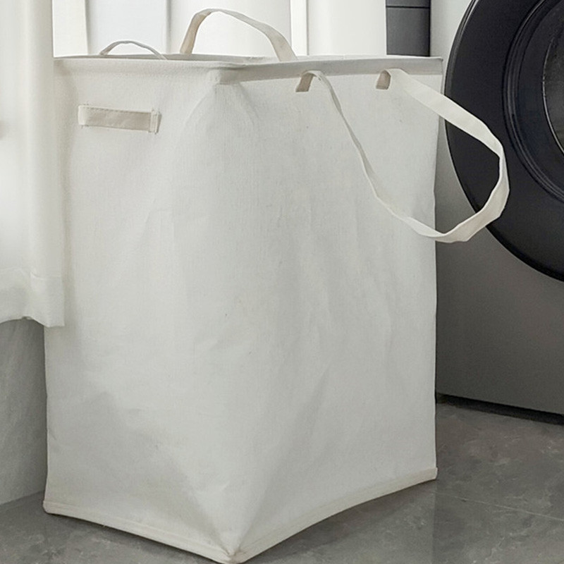 Akasztható szennyeskosár alapjai Szövet tároló láda magas kocka karcsú, vízálló, összecsukható, puha fogantyúkkal, otthoni használatra TJ7347