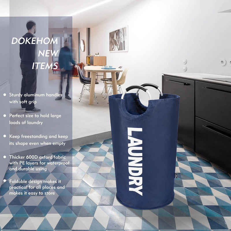 82L didelis skalbinių krepšelio laikiklis, sulankstomas Oksfordo audinio skalbinių gaubtas su aliuminio rankena Nešvarių drabužių krepšelio namų tvarkytuvė