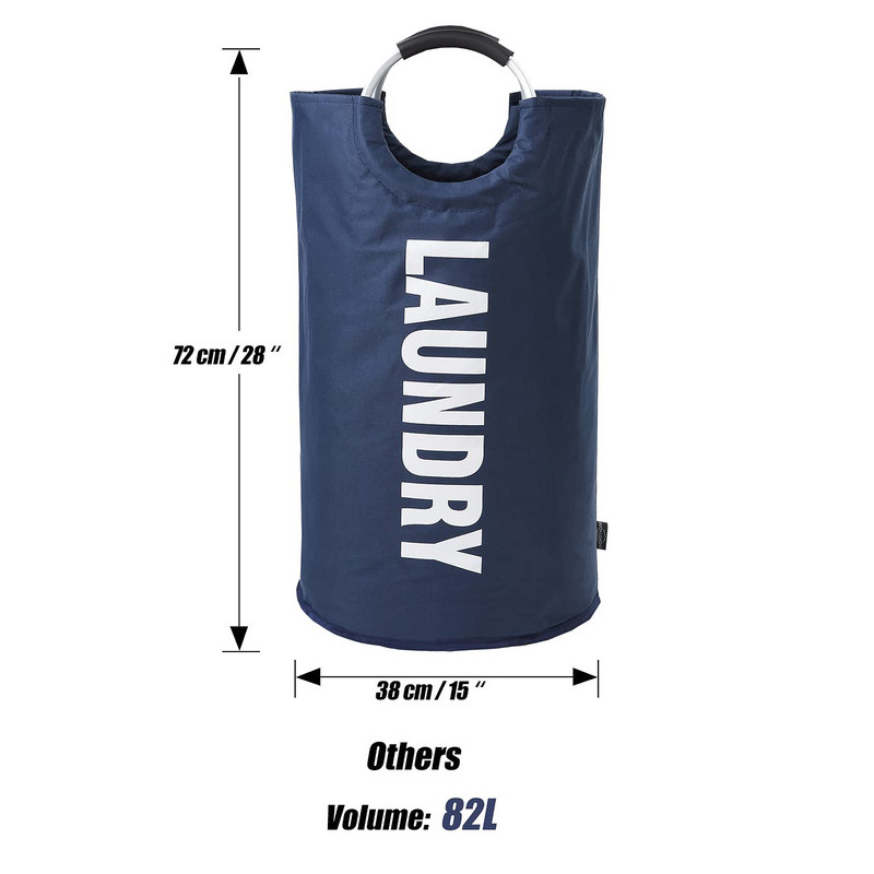 82L didelis skalbinių krepšelio laikiklis, sulankstomas Oksfordo audinio skalbinių gaubtas su aliuminio rankena Nešvarių drabužių krepšelio namų tvarkytuvė