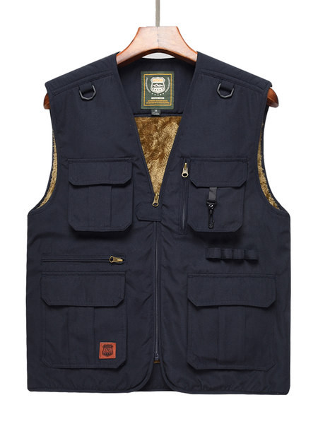 Įprasta vyriška liemenė su pamušalu ir kišene