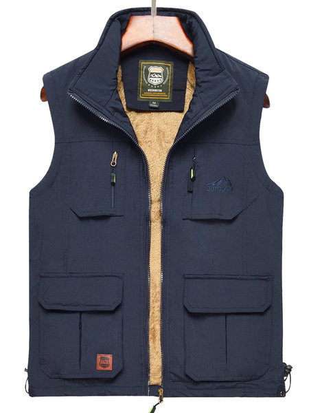 Ανδρικό γιλέκο με επένδυση με ψηλό γιακά και φερμουάρ