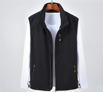 Őszi férfi mellény hímzett felirattal és cipzárral