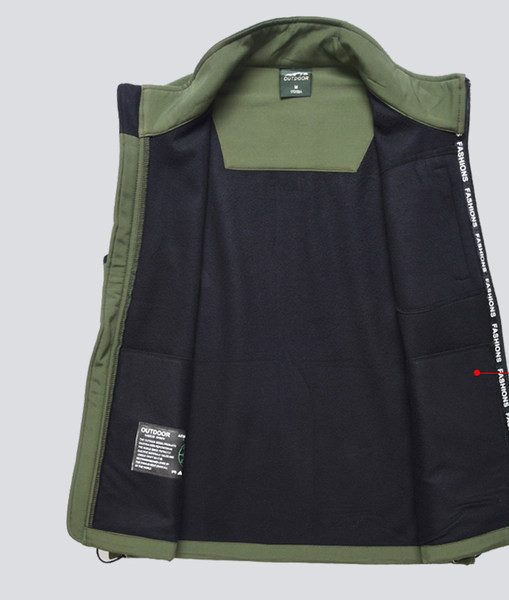 Őszi férfi mellény hímzett felirattal és cipzárral