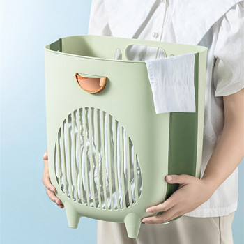 Домашна сгъваема пластмасова кошница за пране Преносима монтирана на стена баня Кошница за съхранение на мръсни дрехи Аксесоари Органайзер за играчки