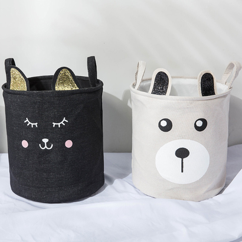 Piszkos ruhakosár Rajzfilm Összecsukható Mosoda Piszkos Ruha Rajzfilm Tároló Vödör Pamut vászonszövet Művészi játék Rajzfilm tárolása