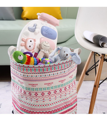 Голям размер Кош за мръсно пране Баня Памучно бельо Организатор за дрехи Сгъваема кошница за варел за съхранение Детска кошница за играчки Начало