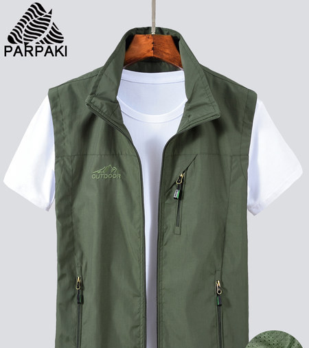 Greitai džiūstanti vyriška liemenė su kišene ir užtrauktuku