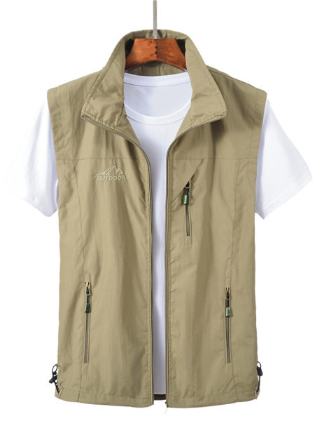 Greitai džiūstanti vyriška liemenė su kišene ir užtrauktuku