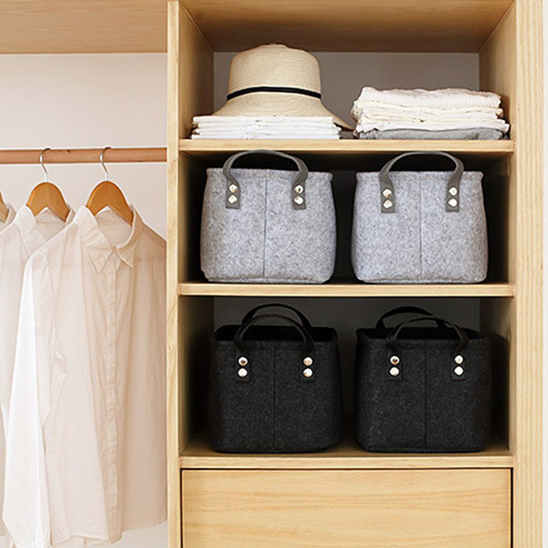 Filc tárolókosár Nappali teázóasztal Fekete szürke Szürke Tárolókosárkendő Filc tárolódoboz Hálószoba Zokni Tároló