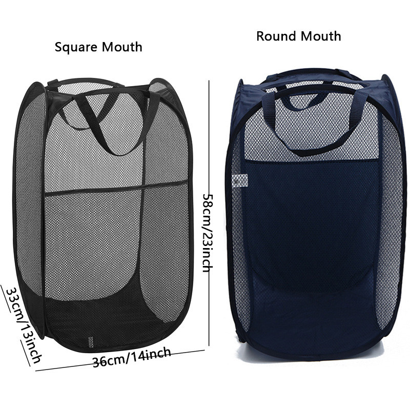 Coș de rufe pliabil din plasă pentru acasă Baie Coș de depozitare pentru haine murdare cu mânere durabile Coș portabil pentru rufe