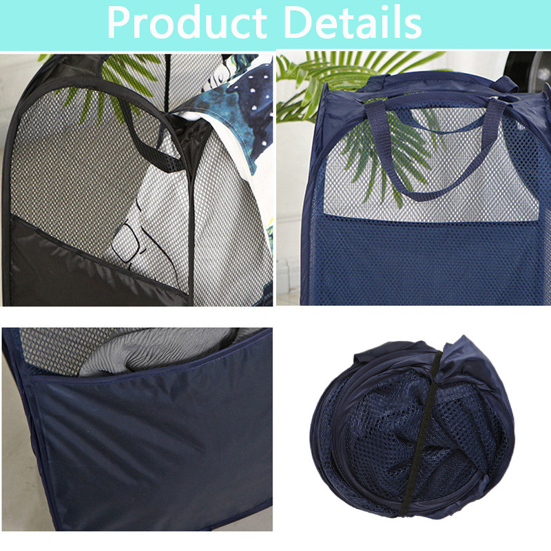 Coș de rufe pliabil din plasă pentru acasă Baie Coș de depozitare pentru haine murdare cu mânere durabile Coș portabil pentru rufe