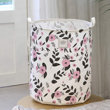Сгъваема флорална кошница за пране Водоустойчива кошница за съхранение на мръсни дрехи Cotton Botany Кошче за съхранение на играчки за органайзер за спалня