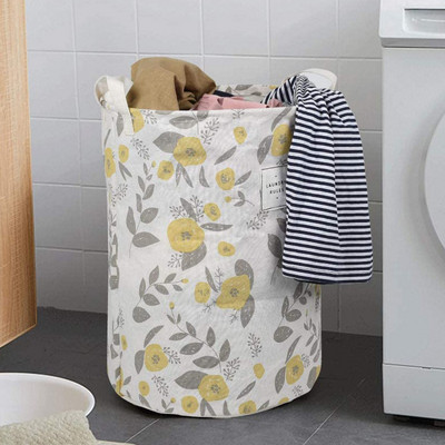 Összehajtható virágos mosodai akadály vízálló piszkos ruha tároló kosár pamut botanika játéktároló hálószoba rendezőhöz