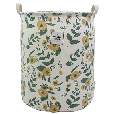 Összehajtható virágos mosodai akadály vízálló piszkos ruha tároló kosár pamut botanika játéktároló hálószoba rendezőhöz