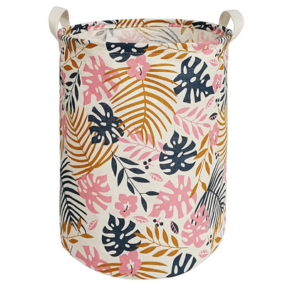 Összehajtható virágos mosodai akadály vízálló piszkos ruha tároló kosár pamut botanika játéktároló hálószoba rendezőhöz