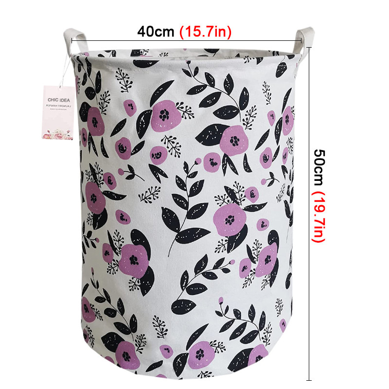 Összehajtható virágos mosodai akadály vízálló piszkos ruha tároló kosár pamut botanika játéktároló hálószoba rendezőhöz