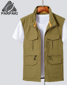 Zsebekkel ellátott, hétköznapi férfi mellény - barna és zöld színben