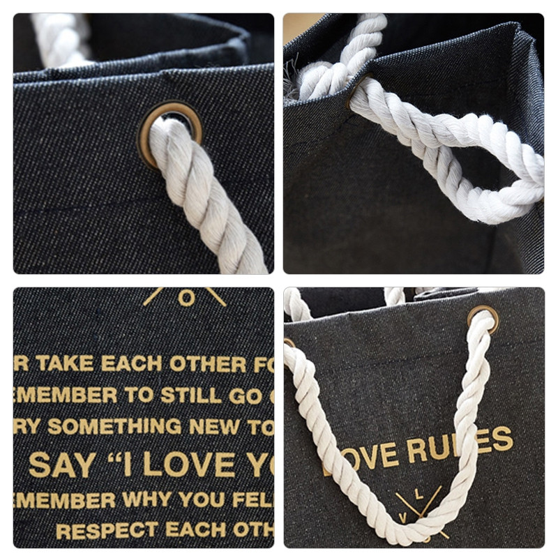 Spausdintas skalbinių krepšelis Nešvarių drabužių krepšelis su rankena Medvilniniai Lininiai Drabužiai Žaislai Sandėliavimas Vonios skalbinių užsegimas Sulankstomas