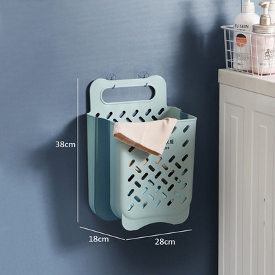 Coș de depozitare pentru haine murdare, pliabil, portabil, mare, pentru baie, agățat pe perete de uz casnic, coș de rufe fără lovituri Pune găleată pentru haine