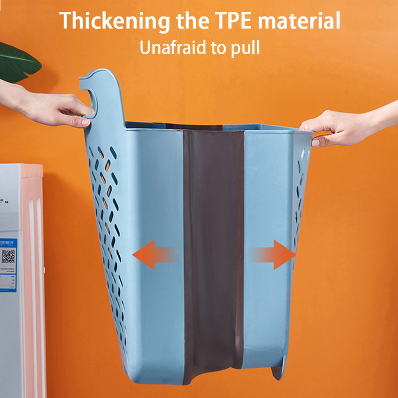 Coș de depozitare pentru haine murdare, pliabil, portabil, mare, pentru baie, agățat pe perete de uz casnic, coș de rufe fără lovituri Pune găleată pentru haine