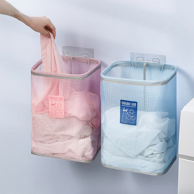 Wall Mounted Breathable Laundry Basket Foldable Dirty Clothes Basket Bathroom Clothes Storage Baskets Laundry Organizer