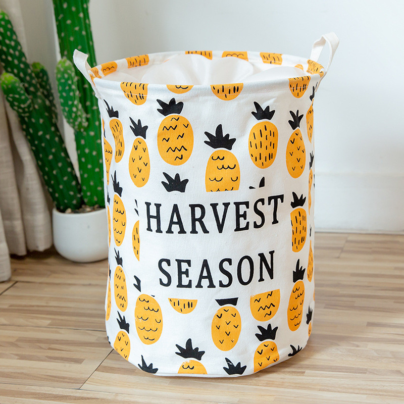 Színes nyomtatás Pamut vászon Piszkos szennyes kosár Összehajtható Kerek Vízálló Rendező Vödör Ruházat Gyermekjáték Nagy kapacitás