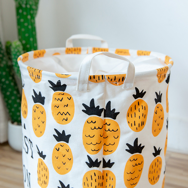 Színes nyomtatás Pamut vászon Piszkos szennyes kosár Összehajtható Kerek Vízálló Rendező Vödör Ruházat Gyermekjáték Nagy kapacitás