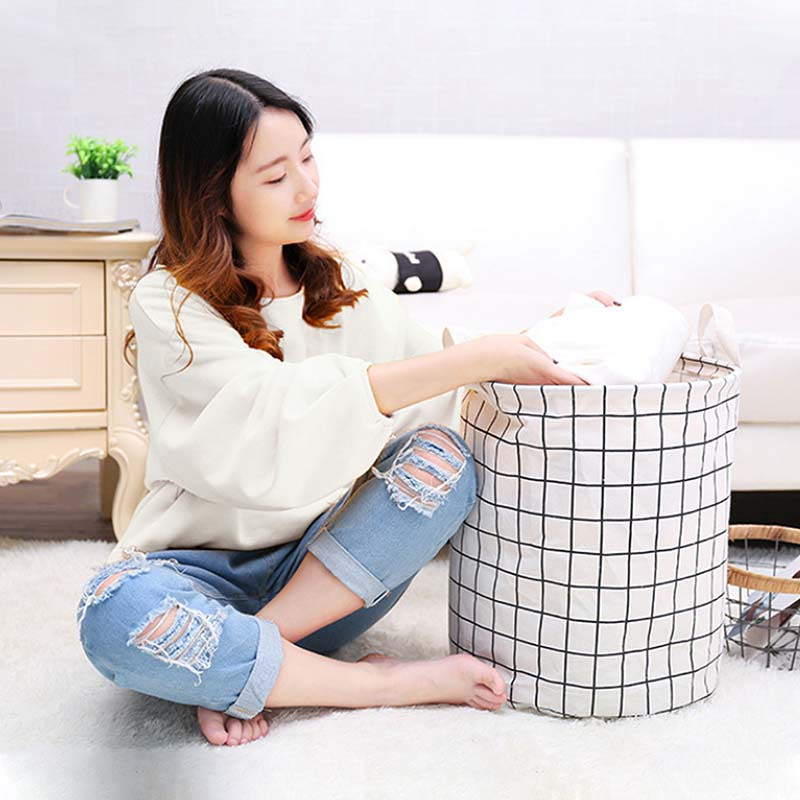 Nagy szennyes kosár Vízálló koszos ruhák játéktároló kosár pamut vászonruha hordozható piszkos ruha kosár szobarendező