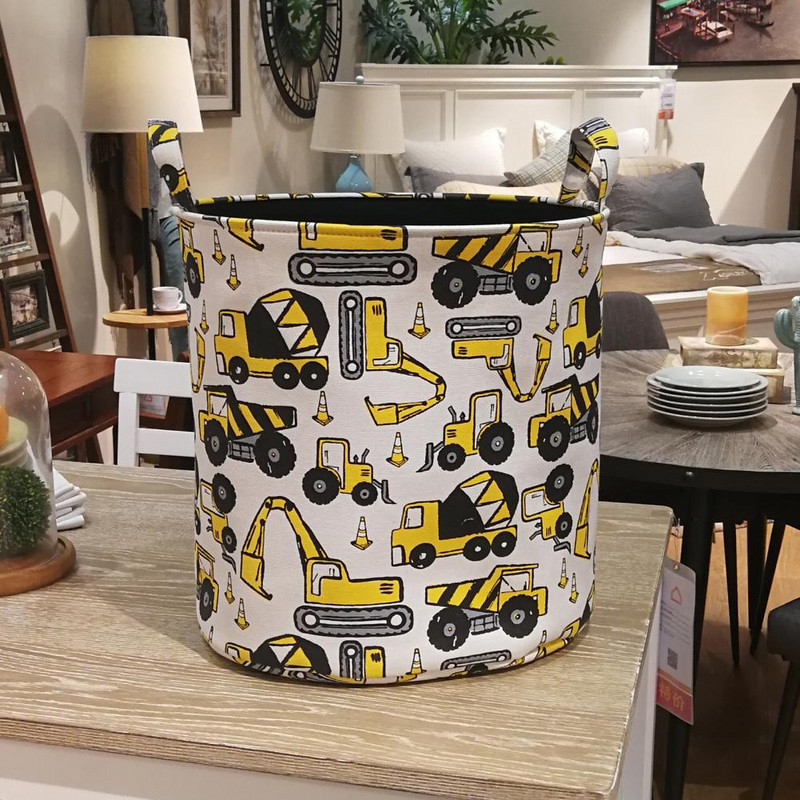 Ruházati tároló kosár vastagított nagy kapacitású vászon rajzfilm autónyomtatás játékok szennyes kosár piszkos szennyes rendszerező tartó